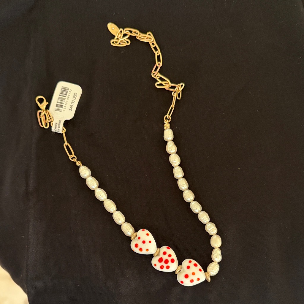 Nwt Free People White Heart Pearl Necklace 40$